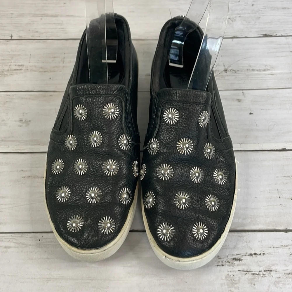 Michael Kors Studded Black Leather Leo Slip On Sneakers